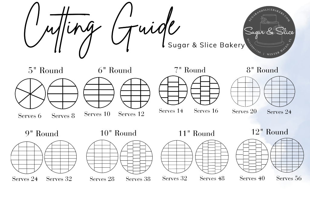 Cake Cutting Guide by Sugar and Slice Bakery WInter Haven FL